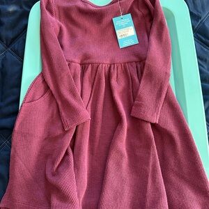 Ruffle Butts Red Fit and Flare Dress with 3/4 Sleeves